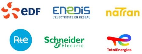 Logos : EDF, Enedis, Natran, Rte, Schneider, TotalEnergies